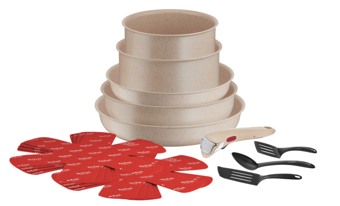 Tefal Ingenio Delight On, Set de cocina de 17 piezas, Mango extraíble, Apilable, Revestimiento antiadherente, Inducción
