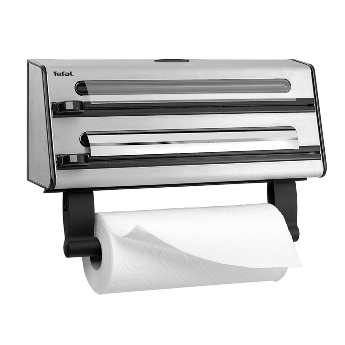 Tefal Ingenio Utensilios de cocina, Triple Dispensador, Papel de cocina, Papel de aluminio, Film transparente