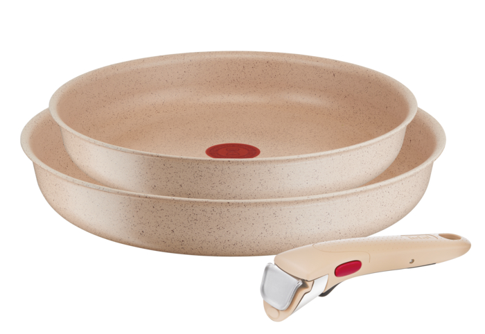 Tefal Ingenio Delight, Sartenes de 24/28 cm, Mango extraíble, Apilables, Revestimiento Antiadherente, Cuerpo de Aluminio 100% Reciclado