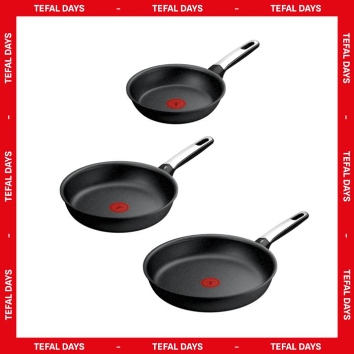 Tefal Expertise+ Set 3 Sartenes 20/24/28 cm Revestimiento antiadherente Compatible con inducción