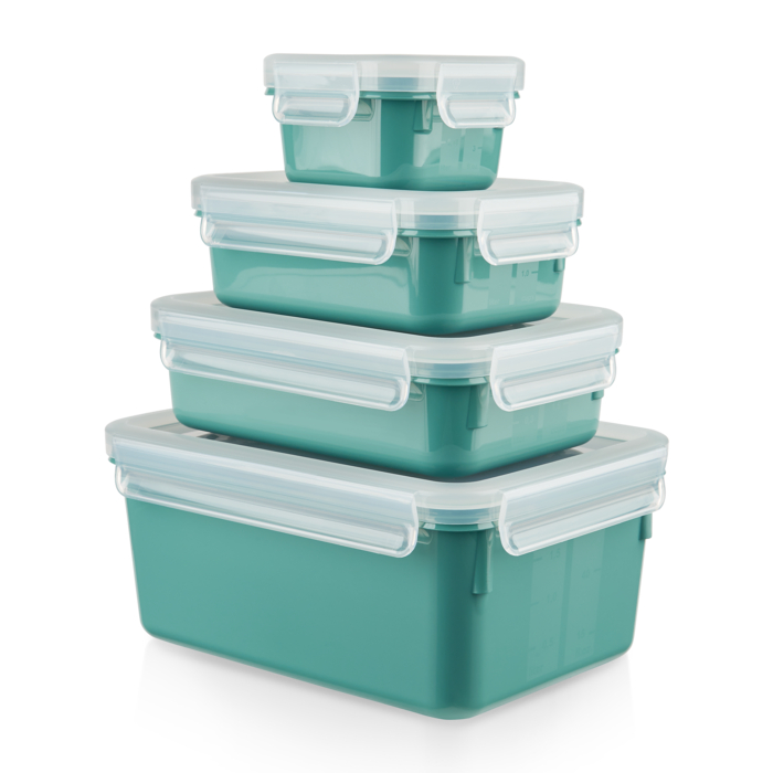 Tefal MasterSeal Fresh, Set de 4 Herméticos, Plástico, Conservación de Alimentos, 100 % Hermético, Verde