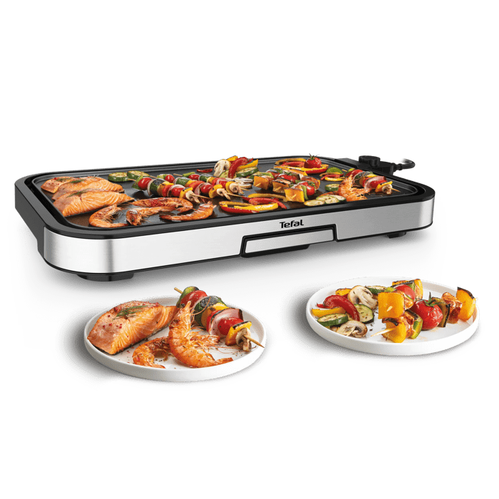 Tefal Giant Plancha, Parrilla Eléctrica, 2300W, 5 Ajustes de Temperatura, Superficie XL para 12 Personas, Revestimiento Antiadherente