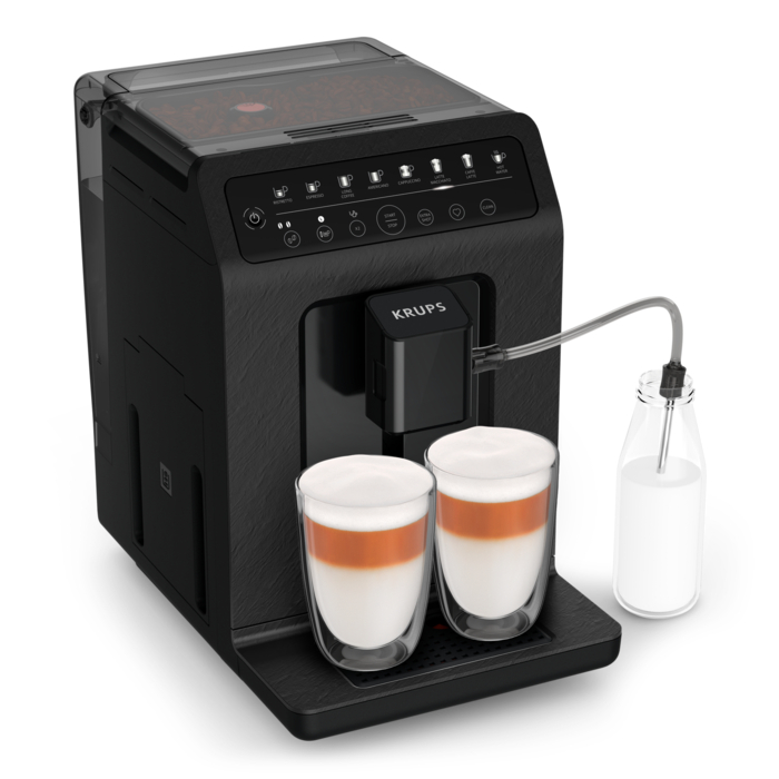 Krups Evidence Eco‑Design Noire  Krups  Machine à café à grains  8 recettes café et latte Expresso broyeur à grains