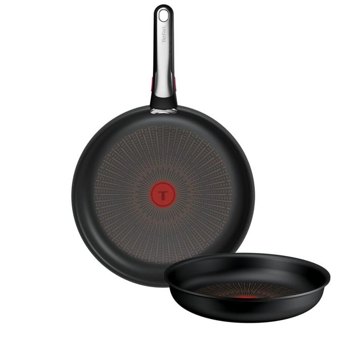 Tefal Ingenio Excellence+, Set de 3 piezas, Sartenes 24/28 cm, Mango extraíble, Apilable, Antiadherente, Inducción, Compatible