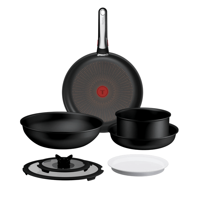 Tefal Ingenio Excellence+, Set de 8 Piezas, Apilable, Antiadherente, Mango extraíble, Inducción, Total compatibilidad