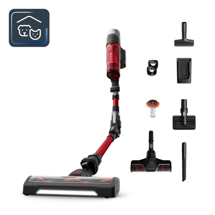 Rowenta X-Force Flex 9.60 Animal care de Rowenta, Aspiradora escoba sin cable,100 AW, Kit Completo de Cepillos y Accesorios, Tecnología Flex, Hasta 45 Minutos de Autonomía