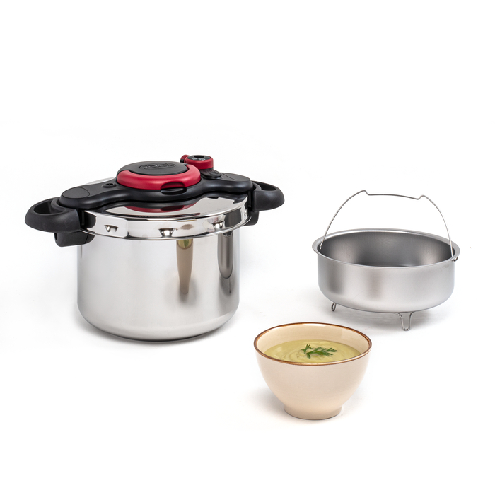 Tefal Clipso Minut Easy, Olla a presión, 6L, 50% Ahorro, Acero Inoxidable